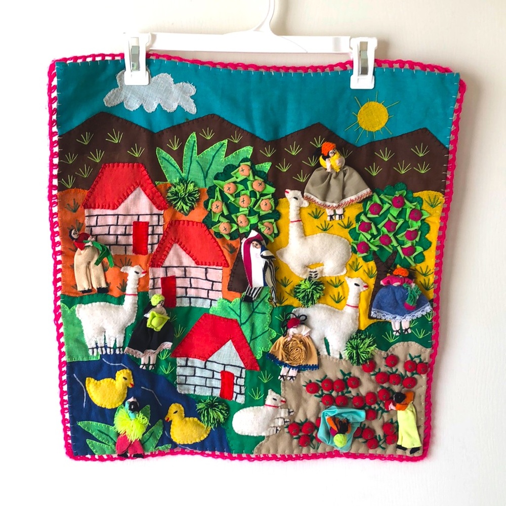 Vintage Peruvian Wall Tapestry Boho Wall Art